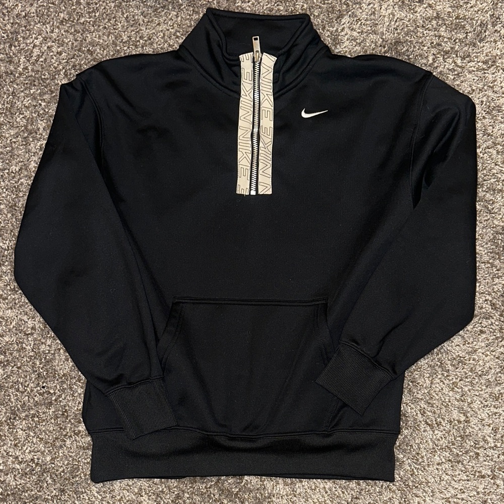 Nike Women’s Black Quarter-Zip Pullover with White Logo